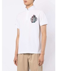 Мужская белая футболка на пуговицах с принтом от Shanghai Tang