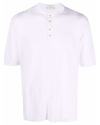 Белая футболка на пуговицах с узором зигзаг