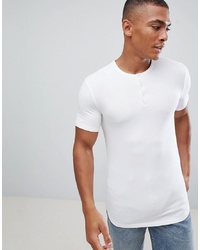 Мужская белая футболка на пуговицах от ASOS DESIGN