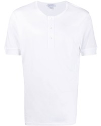 Мужская белая футболка на пуговицах от Sunspel