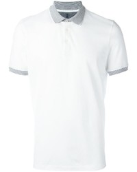 Мужская белая футболка-поло в горизонтальную полоску от Brunello Cucinelli