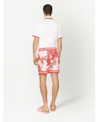 Мужская белая футболка-поло в горизонтальную полоску от Dolce & Gabbana