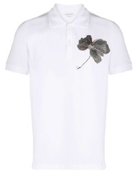Мужская белая футболка-поло с вышивкой от Alexander McQueen