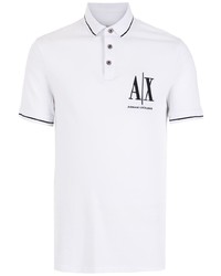 Мужская белая футболка-поло с вышивкой от Armani Exchange