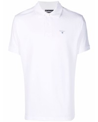 Мужская белая футболка-поло с вышивкой от Barbour