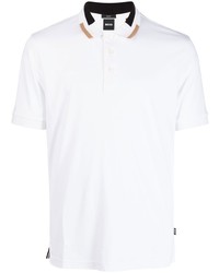 Мужская белая футболка-поло с вышивкой от BOSS