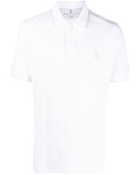 Мужская белая футболка-поло с вышивкой от Brunello Cucinelli