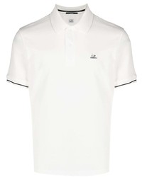 Мужская белая футболка-поло с вышивкой от C.P. Company