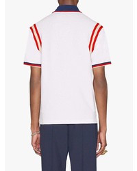 Мужская белая футболка-поло с вышивкой от Gucci