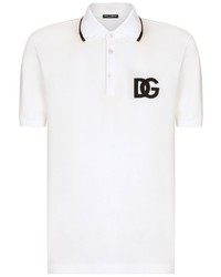 Мужская белая футболка-поло с вышивкой от Dolce & Gabbana