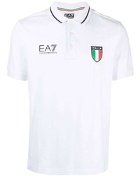 Мужская белая футболка-поло с вышивкой от Ea7 Emporio Armani