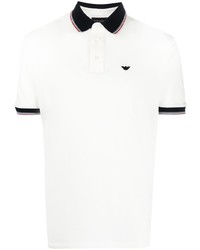 Мужская белая футболка-поло с вышивкой от Emporio Armani