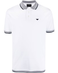 Мужская белая футболка-поло с вышивкой от Emporio Armani