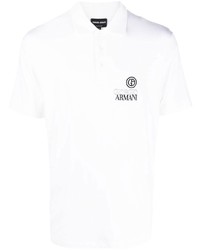Мужская белая футболка-поло с вышивкой от Giorgio Armani