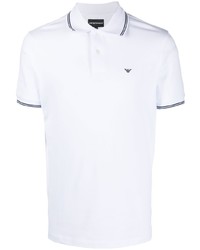 Мужская белая футболка-поло с вышивкой от Giorgio Armani