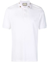 Мужская белая футболка-поло с вышивкой от Gucci