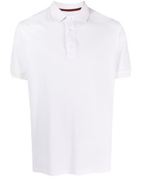 Мужская белая футболка-поло с вышивкой от Isaia