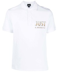 Мужская белая футболка-поло с вышивкой от Just Cavalli