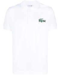 Мужская белая футболка-поло с вышивкой от Lacoste