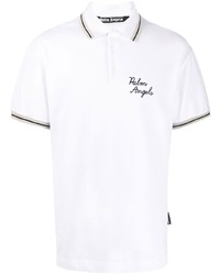 Мужская белая футболка-поло с вышивкой от Palm Angels
