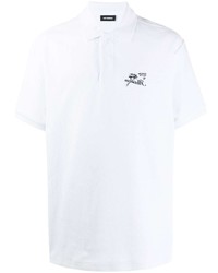 Мужская белая футболка-поло с вышивкой от Raf Simons