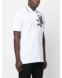 Мужская белая футболка-поло с "огурцами" от Philipp Plein