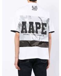 Мужская белая футболка-поло с принтом от AAPE BY A BATHING APE