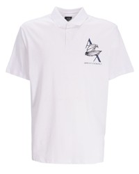 Мужская белая футболка-поло с принтом от Armani Exchange