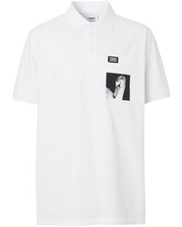 Мужская белая футболка-поло с принтом от Burberry