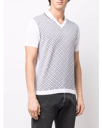 Мужская белая футболка-поло с принтом от Corneliani