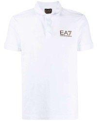Мужская белая футболка-поло с принтом от Ea7 Emporio Armani