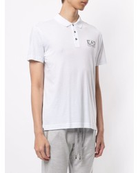 Мужская белая футболка-поло с принтом от Ea7 Emporio Armani