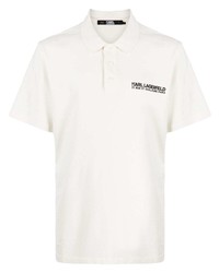 Мужская белая футболка-поло с принтом от Karl Lagerfeld