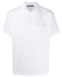 Мужская белая футболка-поло с принтом от Moschino