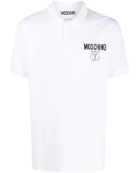 Мужская белая футболка-поло с принтом от Moschino