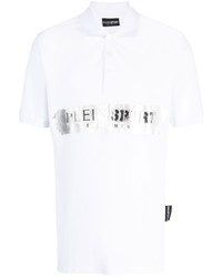 Мужская белая футболка-поло с принтом от Plein Sport