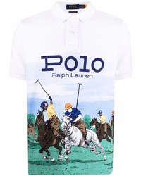 Мужская белая футболка-поло с принтом от Polo Ralph Lauren