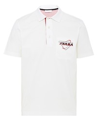 Мужская белая футболка-поло с принтом от Prada