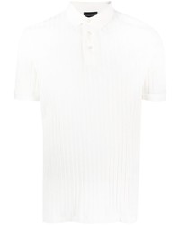 Белая футболка-поло с узором "гусиные лапки"