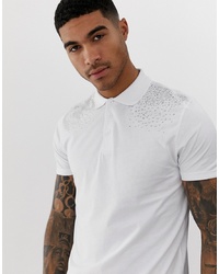 Мужская белая футболка-поло с украшением от ASOS DESIGN