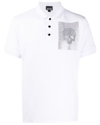 Мужская белая футболка-поло с украшением от Just Cavalli