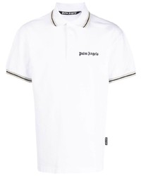 Мужская белая футболка-поло с украшением от Palm Angels