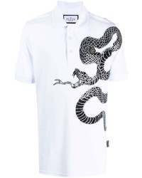 Мужская белая футболка-поло с украшением от Philipp Plein