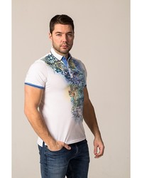 Мужская белая футболка-поло от John Jeniford