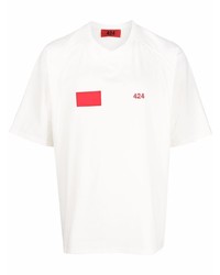 Мужская белая футболка с v-образным вырезом с вышивкой от 424