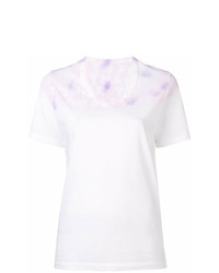Женская белая футболка с v-образным вырезом с принтом тай-дай от MM6 MAISON MARGIELA