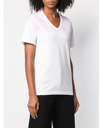 Женская белая футболка с v-образным вырезом с принтом тай-дай от MM6 MAISON MARGIELA