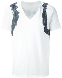 Мужская белая футболка с v-образным вырезом с принтом от Alexander McQueen