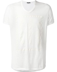 Мужская белая футболка с v-образным вырезом с принтом от Ann Demeulemeester