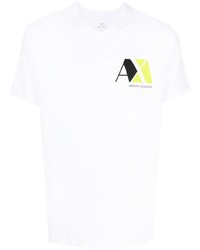 Мужская белая футболка с v-образным вырезом с принтом от Armani Exchange